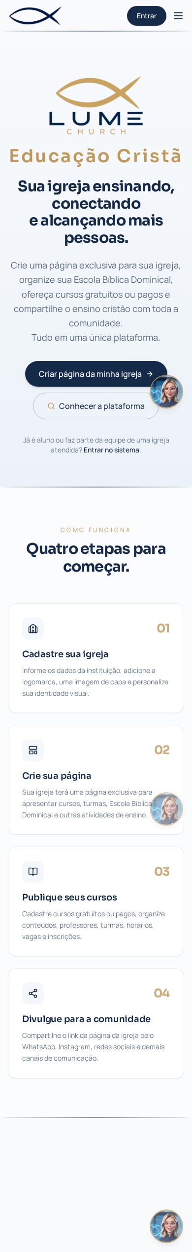 Tela atual de Lume Educação Cristã no celular